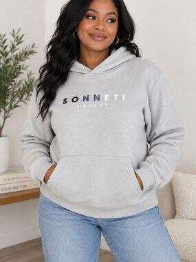 Sonneti London Hoodie Grey Streetwear Pullover Size M
